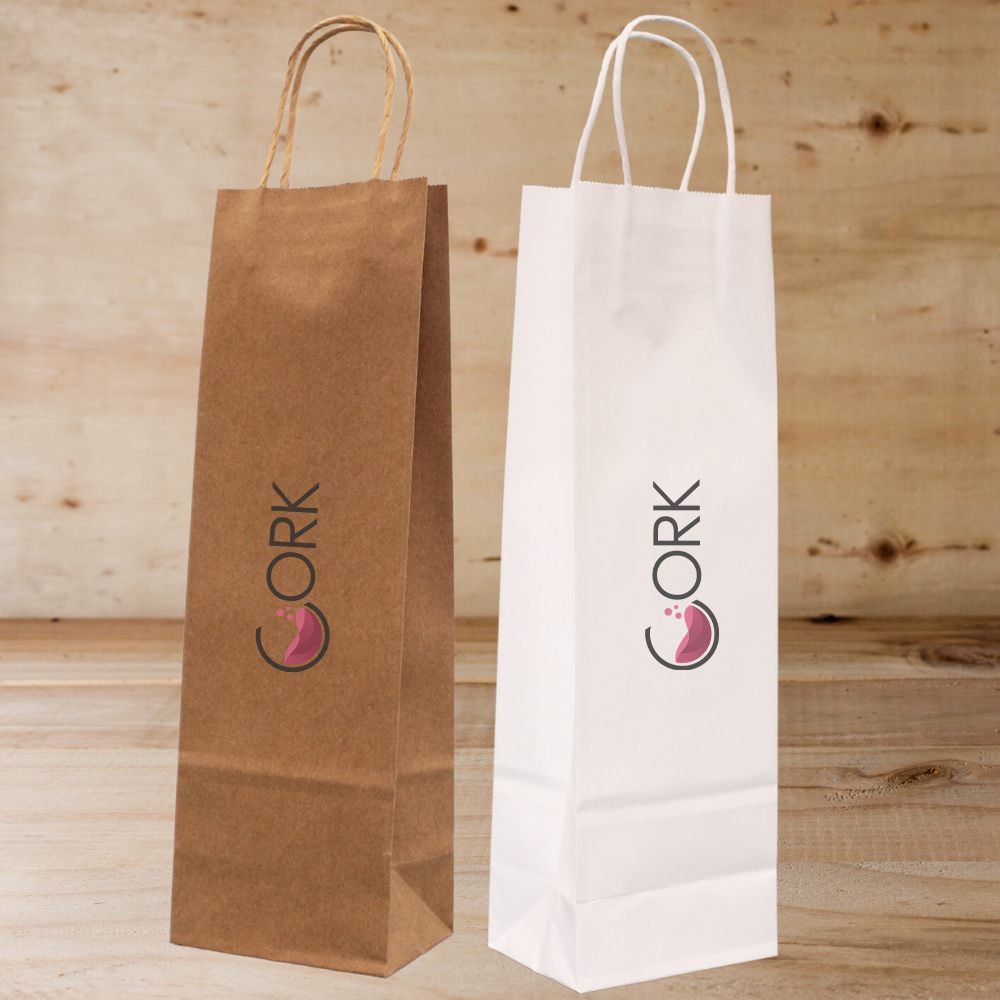 Fast Custom Printed Wine Bottle Paper Carrier Bags Twist Handle